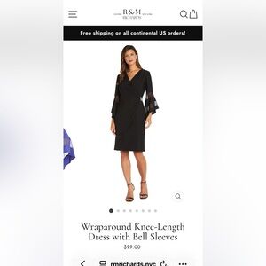 R&M Richards Black Long Sleeve Dress with Flared Sleeves